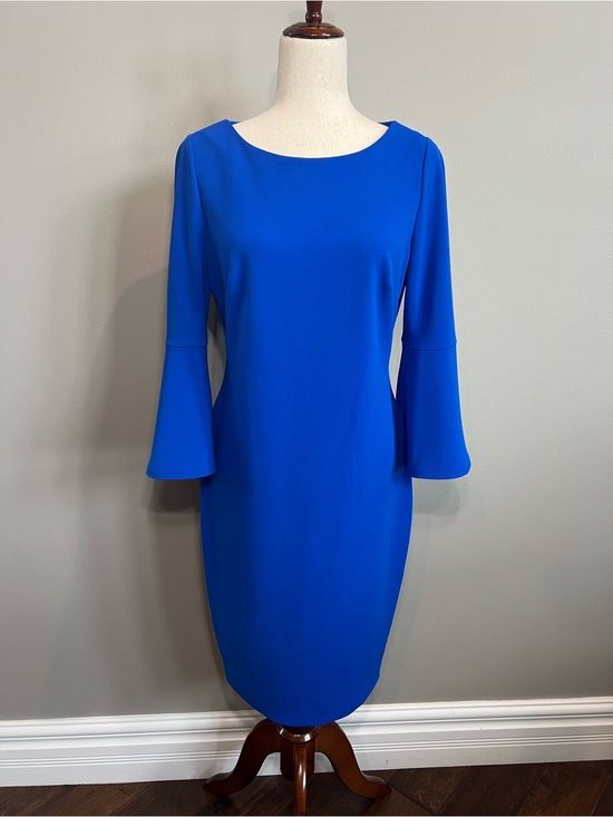 Calvin Klein Dresses & Skirts - Calvin Klein Royal Blue Bell-Sleeve Sheath Dress